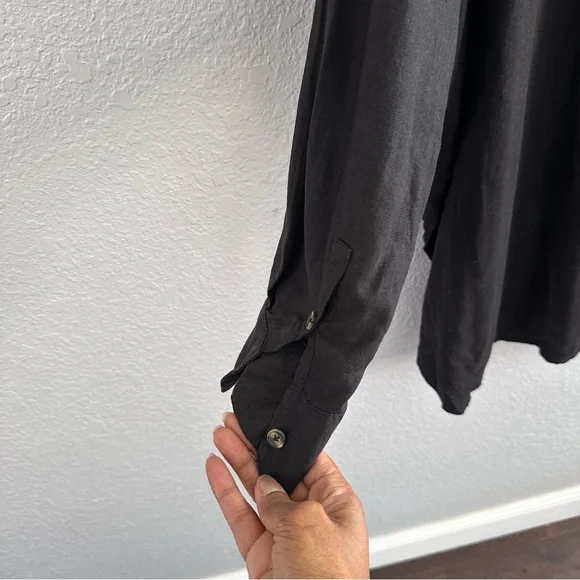 Universal Standard Black Linen Blend Hi Lo Tunic Top Size L - Picture 4 of 12